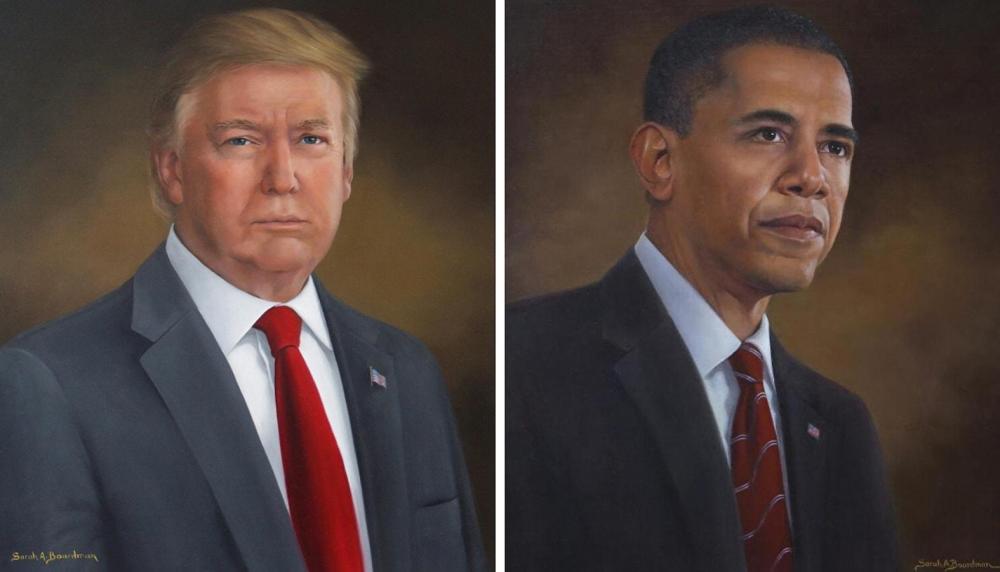 links-het-portret-van-de-amerikaanse-president-donald-trump-rechts-het-schilderij-van-zijn-voorganger-barack-obama.jpg