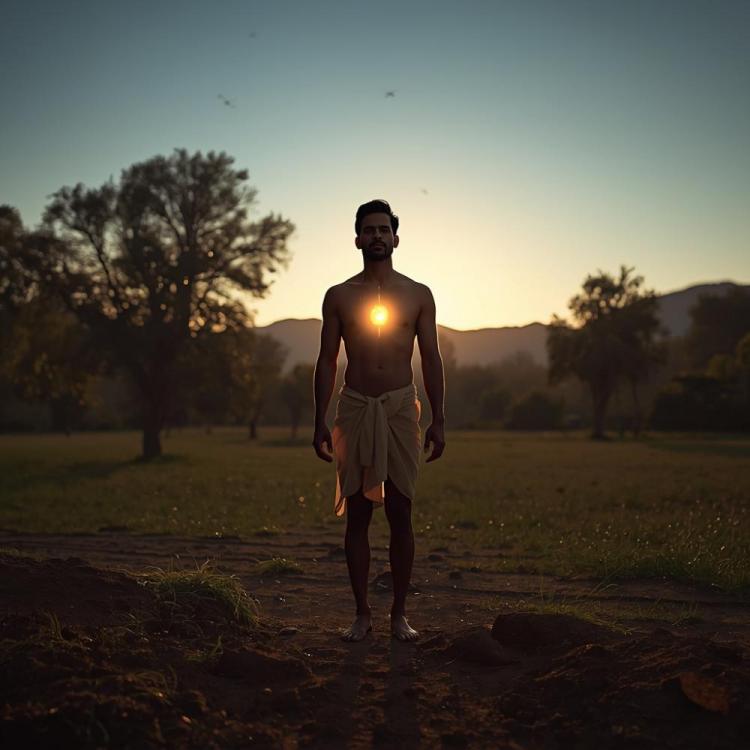 lucid-origin_A_serene_indian_handsome_man_standing_barefoot_on_the_earth_at_sunrise_in_a_quie-0.jpg